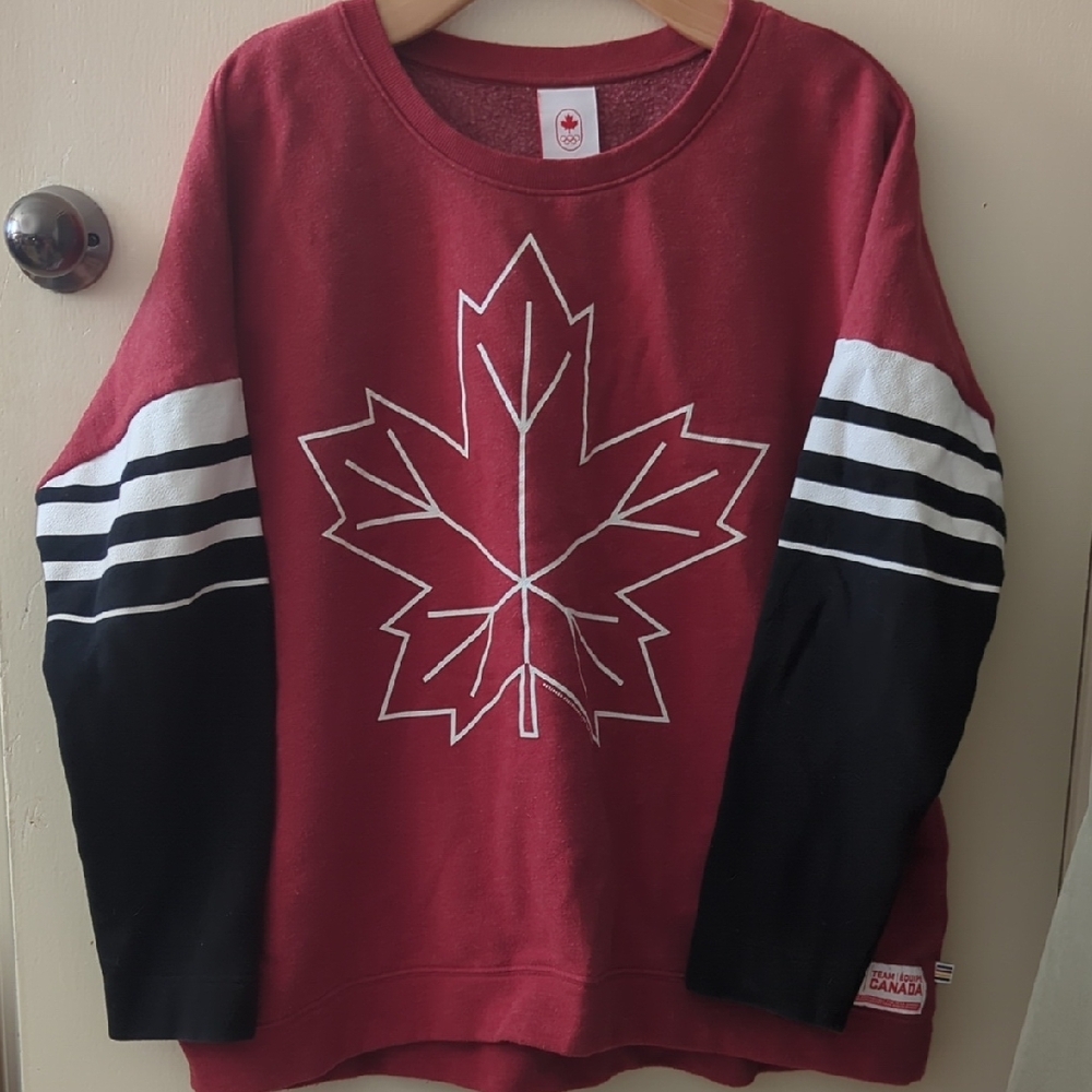Women’s Crewneck Sweater - Red Maple Leaf Design
